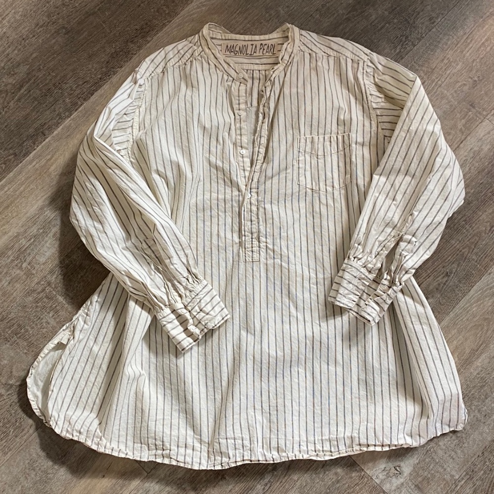 MAGNOLIA PEARL pin striped tunic top, O/S